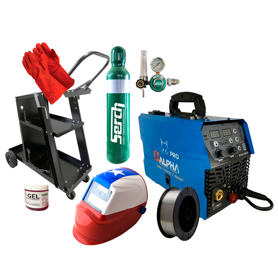 PACK Soldadora Sinergica 260 Amp MIG MMA TIG Alpha Pro