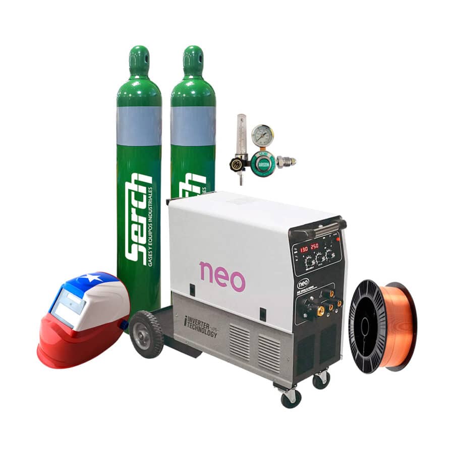 Pack Maestro Soldador, Soldadora MIG-MAG 250 Ah + Gases Industriales